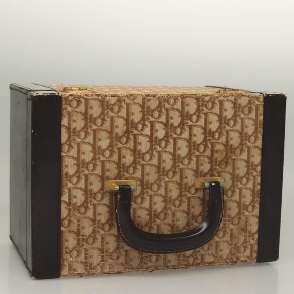 DIOR Trotter Canvas Vanity Case Hand Bag Brown - Picture 6 of 12